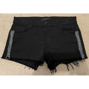 Genetic Los Angeles Black Stevie w/Stripe Black Fringe Hem Short Shorts Size 28